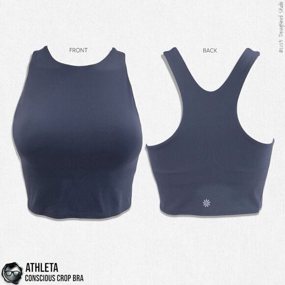 ATHLETA CONSCIOUS CROP A-C RACERBACK TANK BRA IN MEDIEVAL VIOLET RARE COLOR S, M - Picture 6 of 10